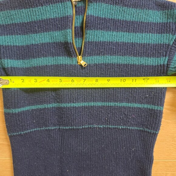 Trina Turk Striped Misty Half-Zip Pullover Sweater Sz Sm Navy - Picture 5 of 6